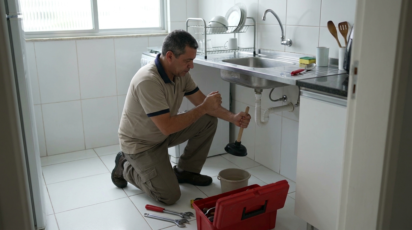 Desentupimento de pia residencial em Aparecida de Goiânia‑GO